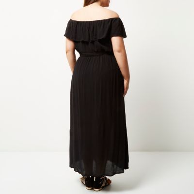 RI Plus black bardot maxi dress